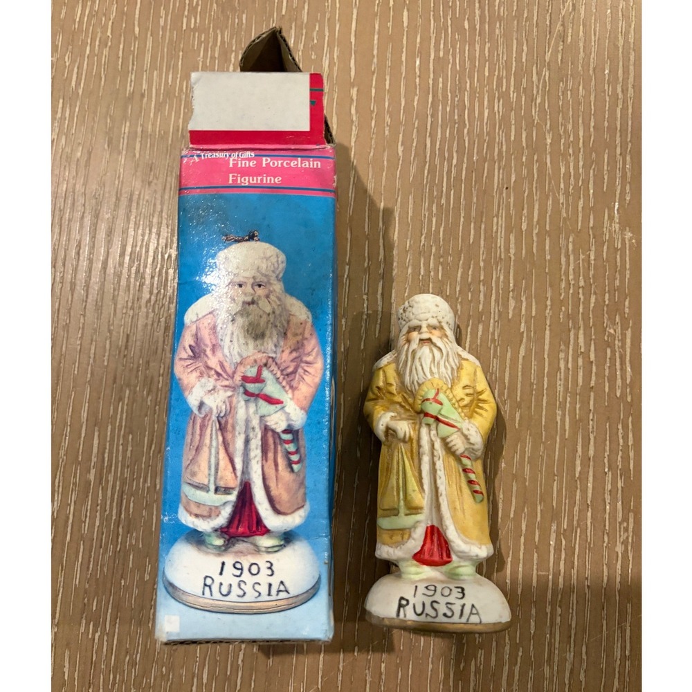 Artmark 1994 Porcelain Santa Figurines 1903 Russia 1909 Poland Set of 2 Boxes
